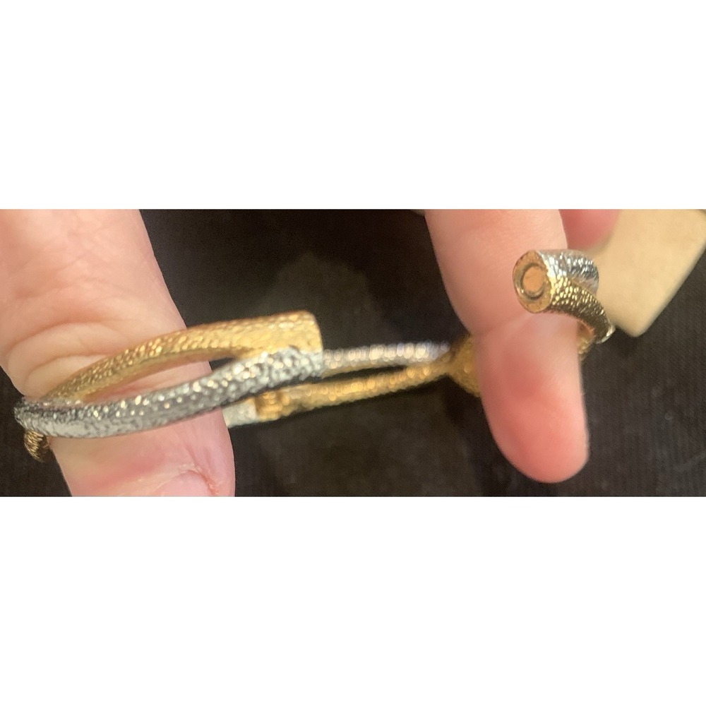 Alexis Bittar Signed Mother Of Pearl Cuff Bracelet Magnetic Closure Mixed Metal - Picture 5 of 8
